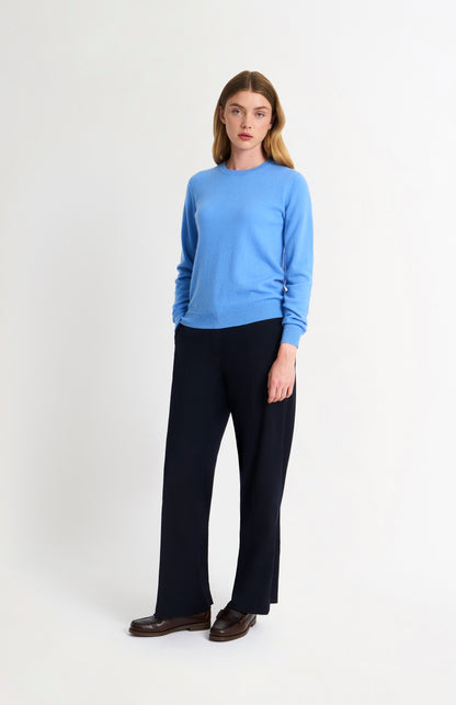 Women's Classic Crew Neck Cashmere Jumper In Blue