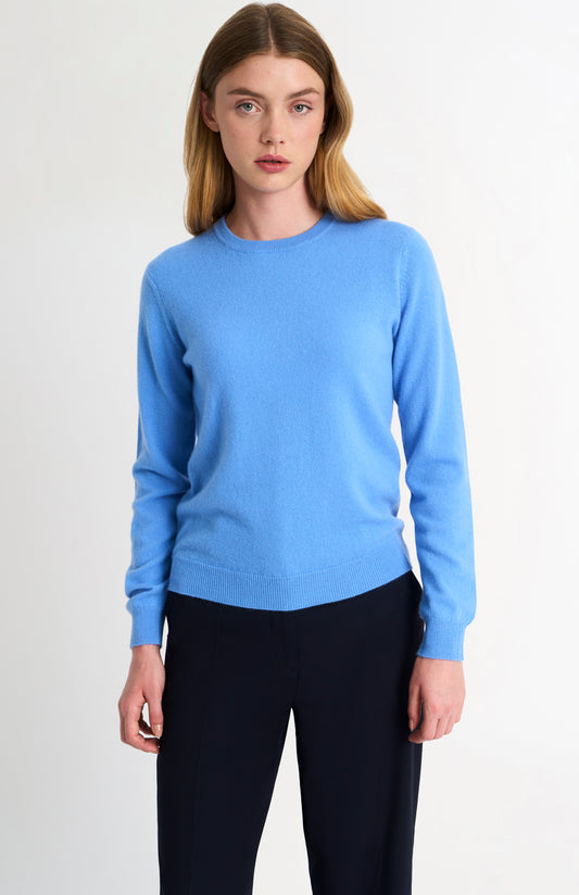 Women's Classic Crew Neck Cashmere Jumper In Blue