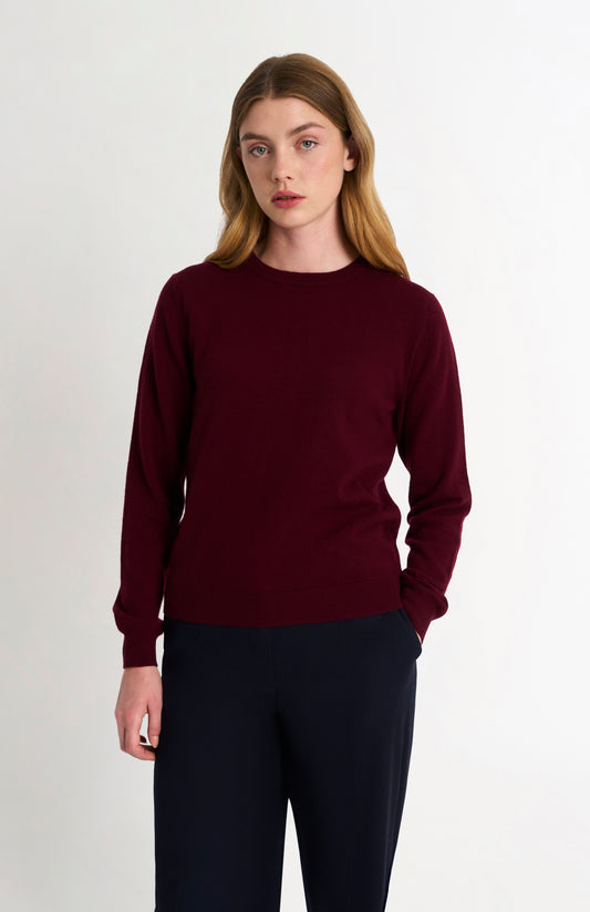 Women's Classic Crew Neck Cashmere Jumper In Burgundy