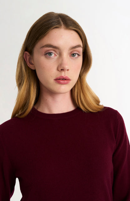 Women's Classic Crew Neck Cashmere Jumper In Burgundy