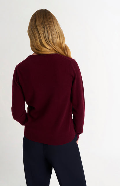 Women's Classic Crew Neck Cashmere Jumper In Burgundy