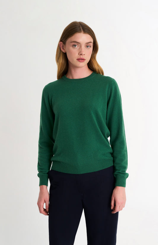 Women's Classic Crew Neck Cashmere Jumper In Green