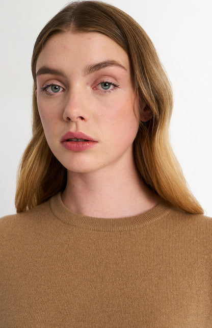 Women's Classic Crew Neck Cashmere Jumper In Camel