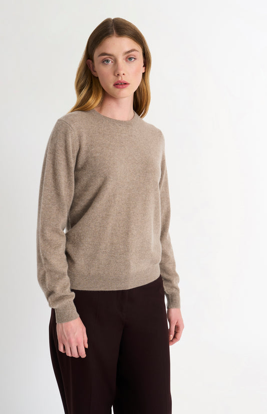 Women's Classic Crew Neck Cashmere Jumper In Mushroom Melange