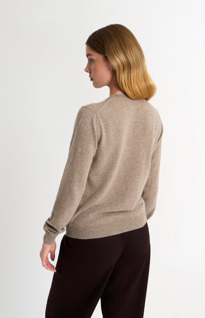 Women's Classic Crew Neck Cashmere Jumper In Mushroom Melange