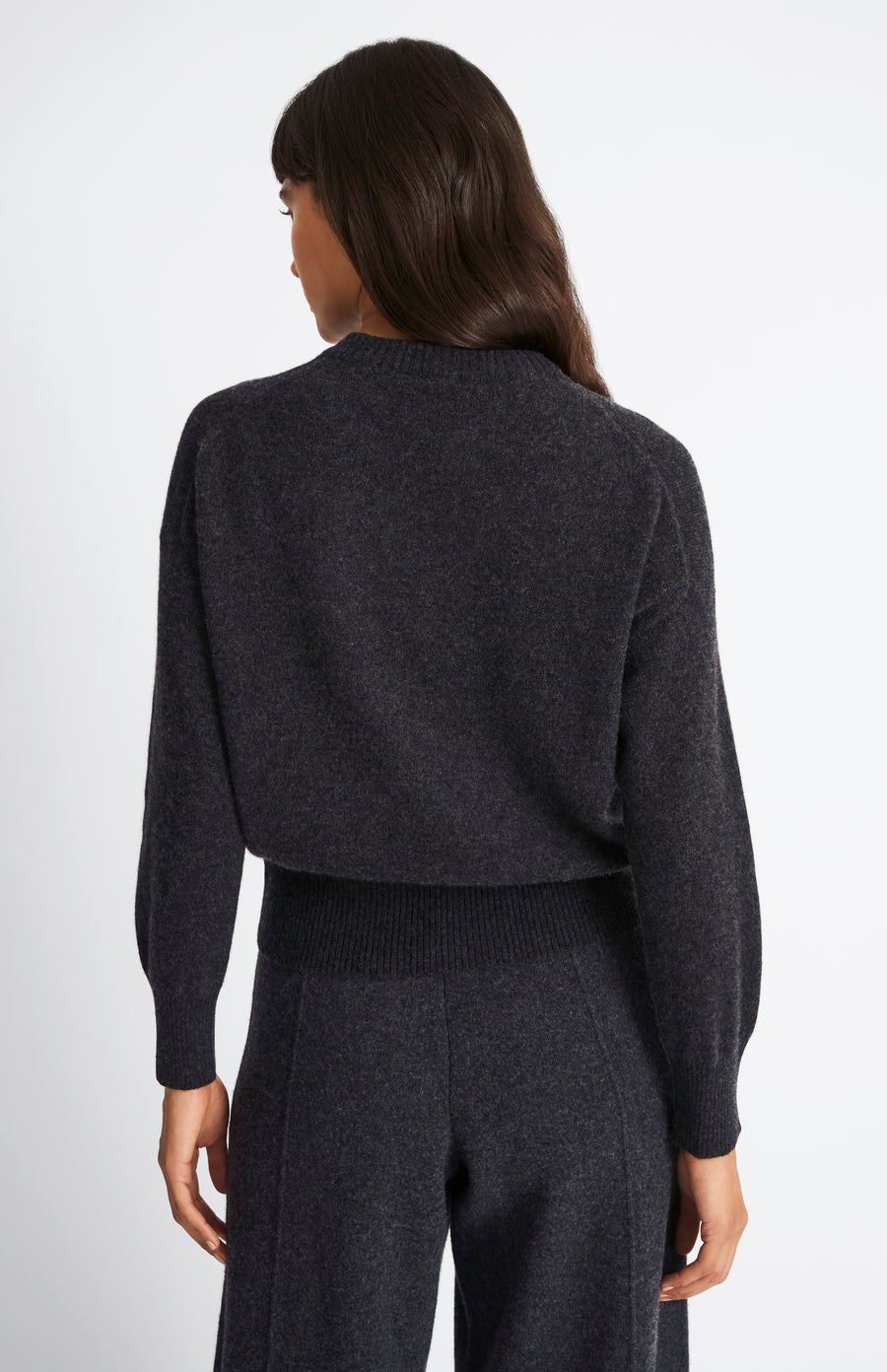  Pringle of Scotland Women's Lightweight Cashmere Jumper in Charcoal rear view