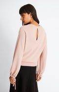 Pringle Women's Lightweight Round Neck Cashmere Jumper in Dusty Pink back view showing slit