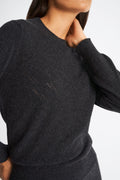 Pringle of Scotland Round Neck Pointelle Argyle Cashmere Jumper in Charcoal