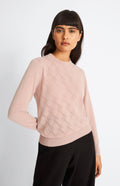 Pringle of Scotland Round Neck Pointelle Argyle Cashmere Jumper in Dusty Pink on model