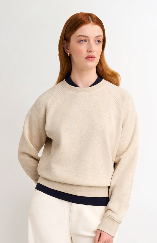 Women's Brushed Back Crew Neck Sweatshirt In Ecru Melange