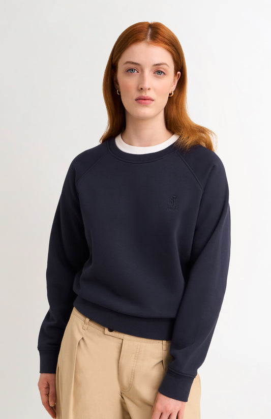 Women's Brushed Back Crew Neck Sweatshirt In Navy