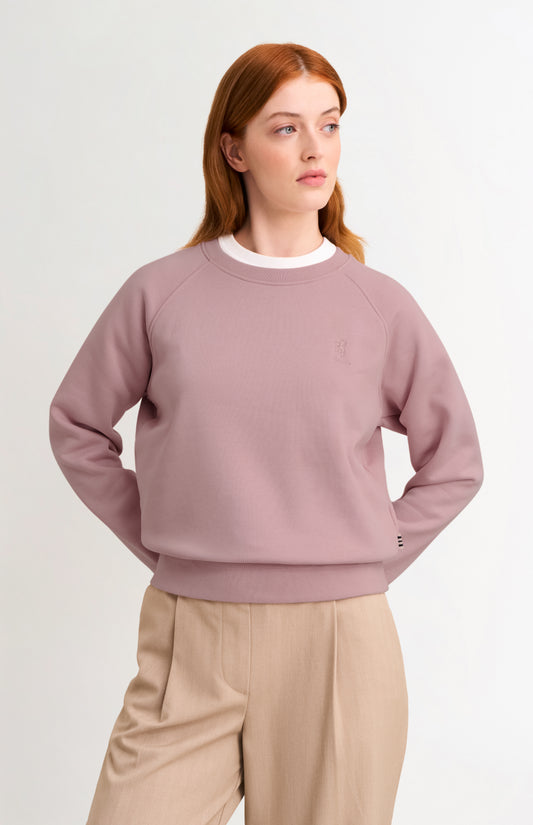 Women's Brushed Back Crew Neck Sweatshirt In Pink