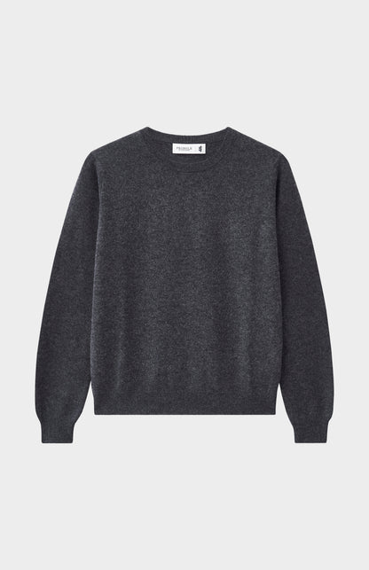 Pringle of Scotland Classic Round Neck Cashmere Jumper In Charcoal