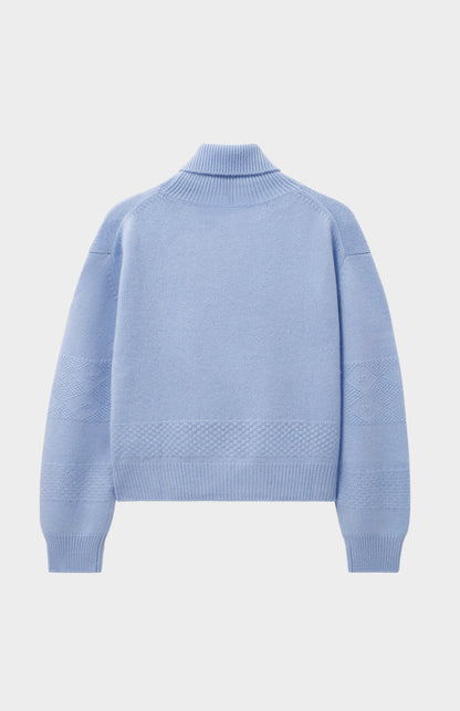 Womens Roll Neck Cashmere Jumper In Sky Blue