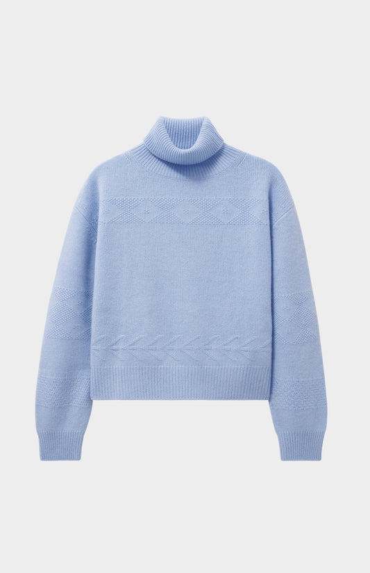 Womens Roll Neck Cashmere Jumper In Sky Blue