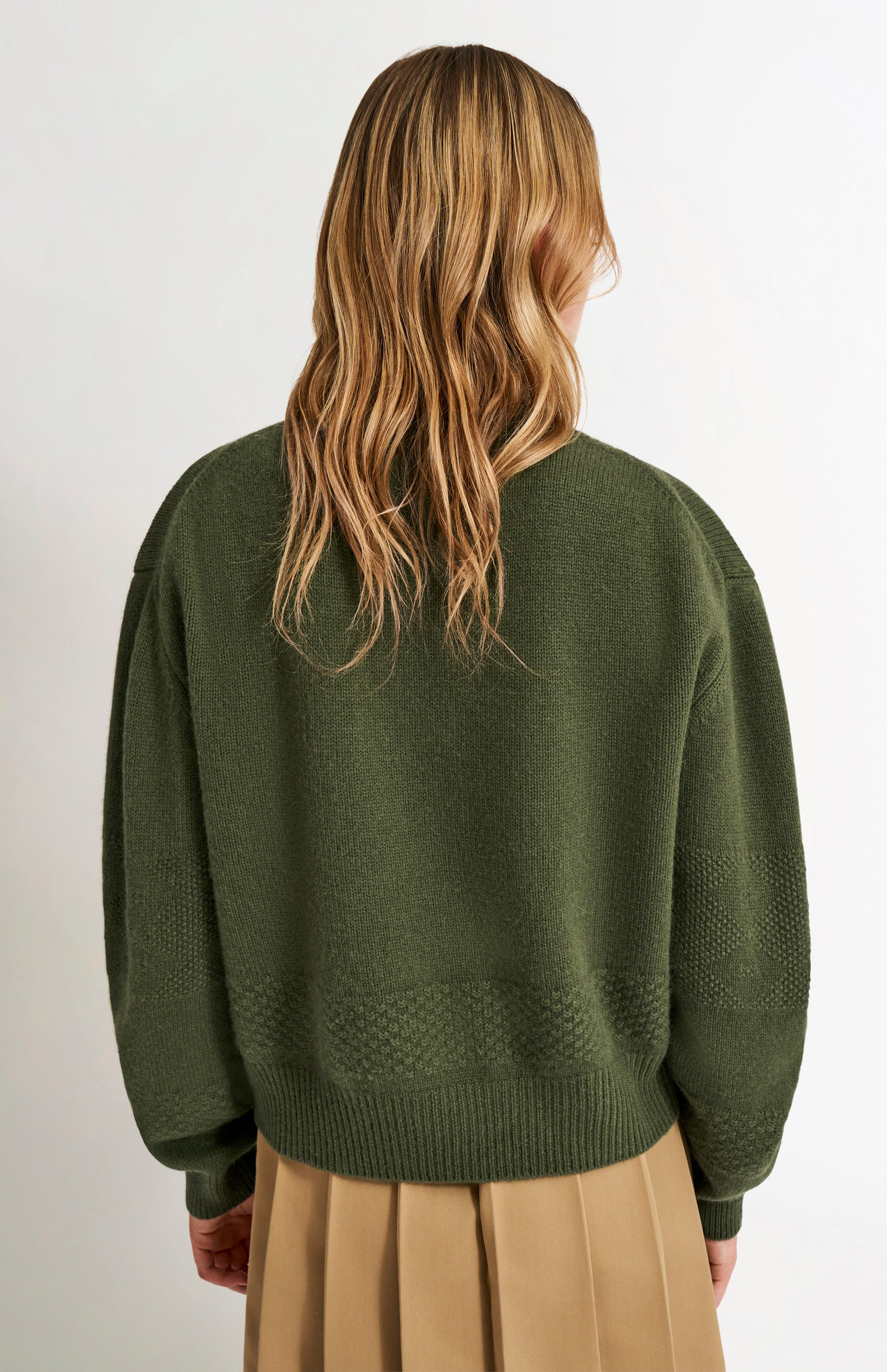 Pringle of Scotland Women's Roll Neck Cashmere Jumper In Evergreen rear view