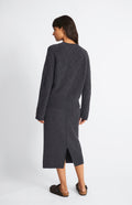 Pringle of Scotland Round Neck Multi Textured Cashmere Blend Jumper in Charcoal rear view