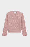 Pringle of Scotland Round Neck Multi Textured Cashmere Blend Jumper in Dusty Pink
