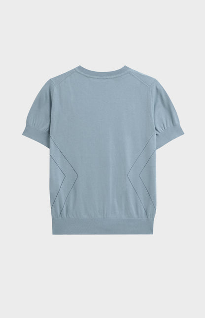 Women's Superfine Silk Blend Pointelle Crew Neck T-shirt In Light Blue