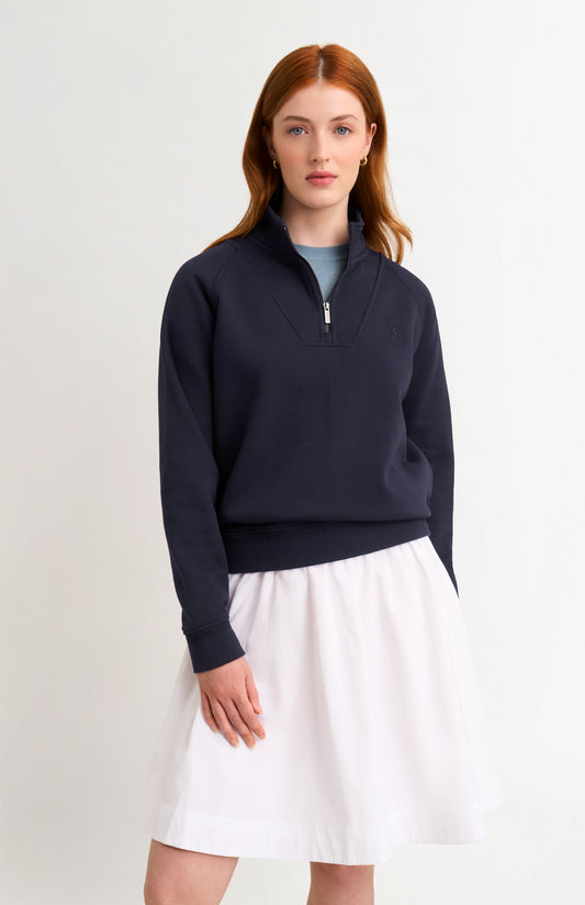 Women's Brushed Back Half Zip Sweatshirt In Navy