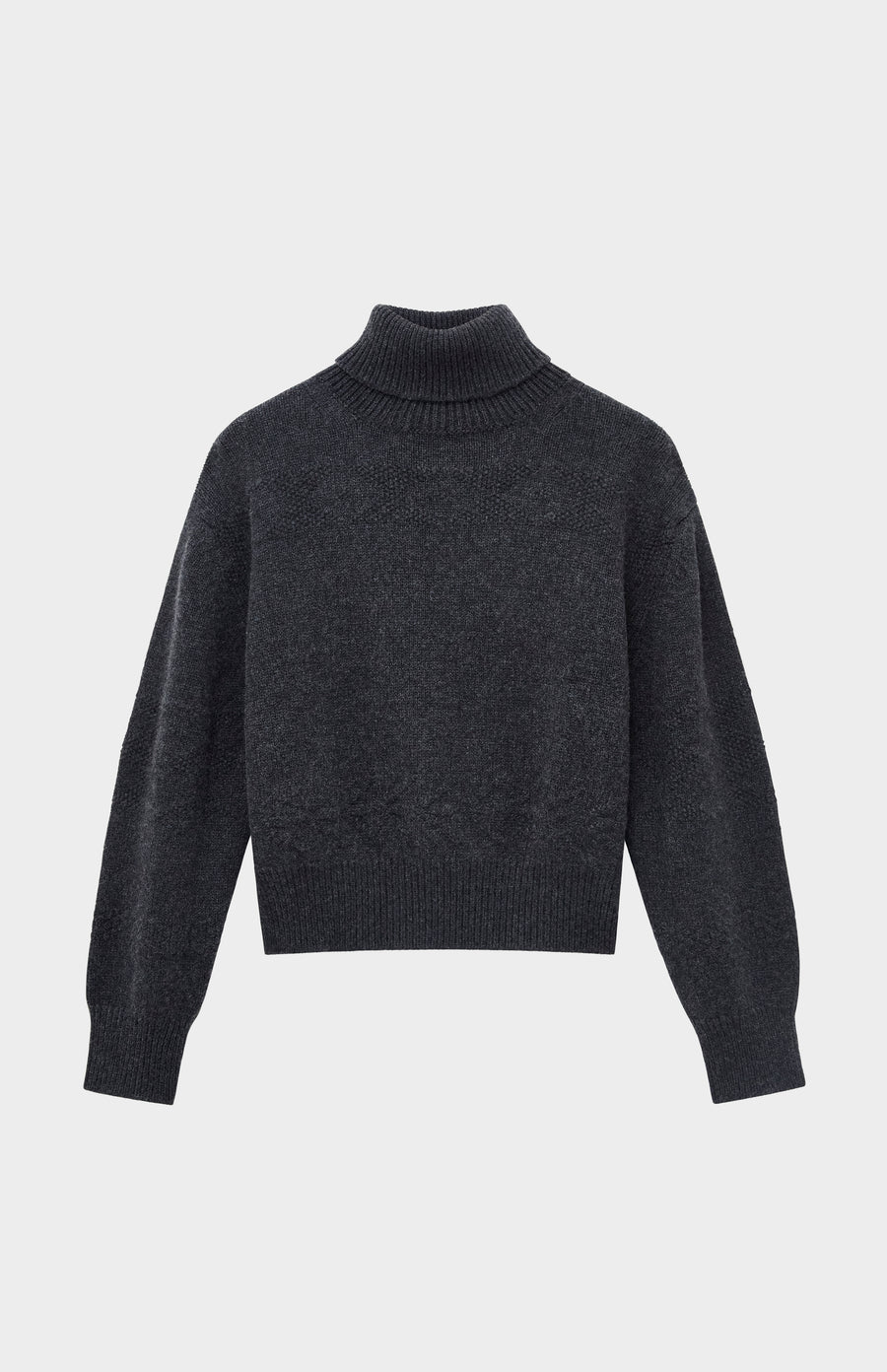 Pringle of Scotland Roll Neck Guernsey Cashmere Jumper In Charcoal