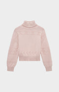 Pringle of Scotland Roll Neck Guernsey Cashmere Jumper In Dusty Pink flat shot
