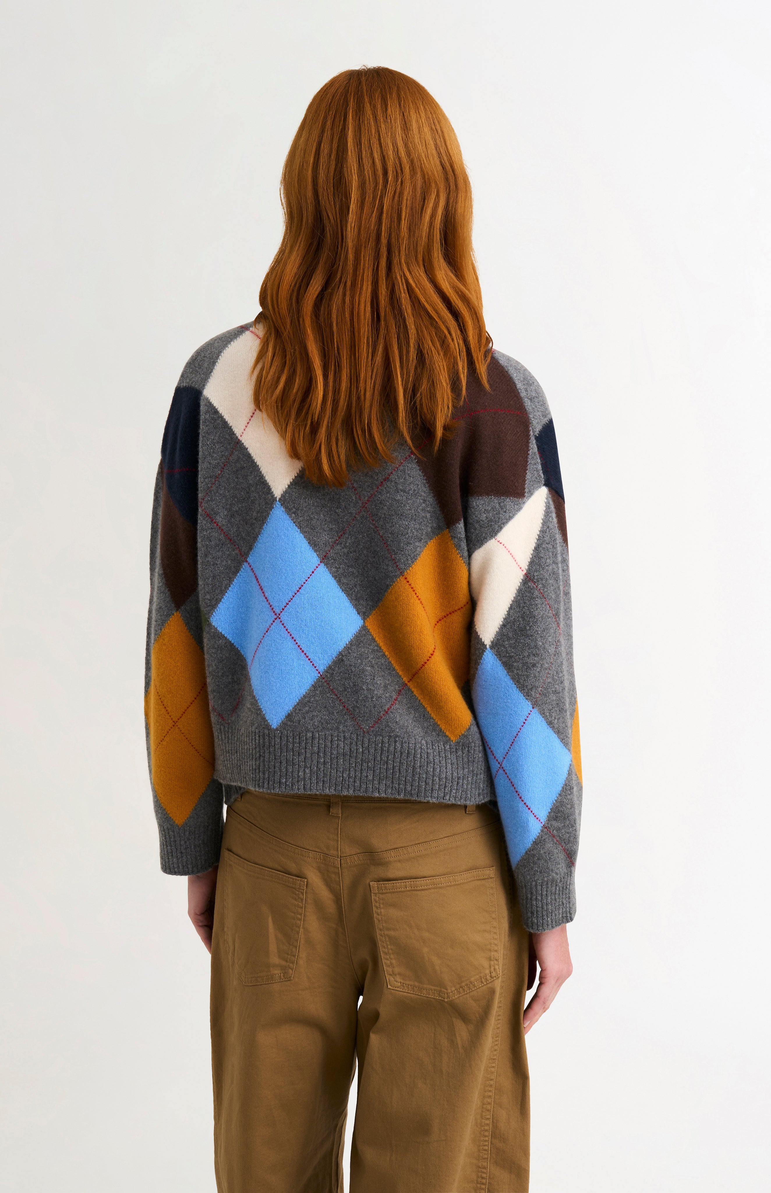 Women's Supersoft Lambswool Argyle Cardigan In Charcoal / Multi