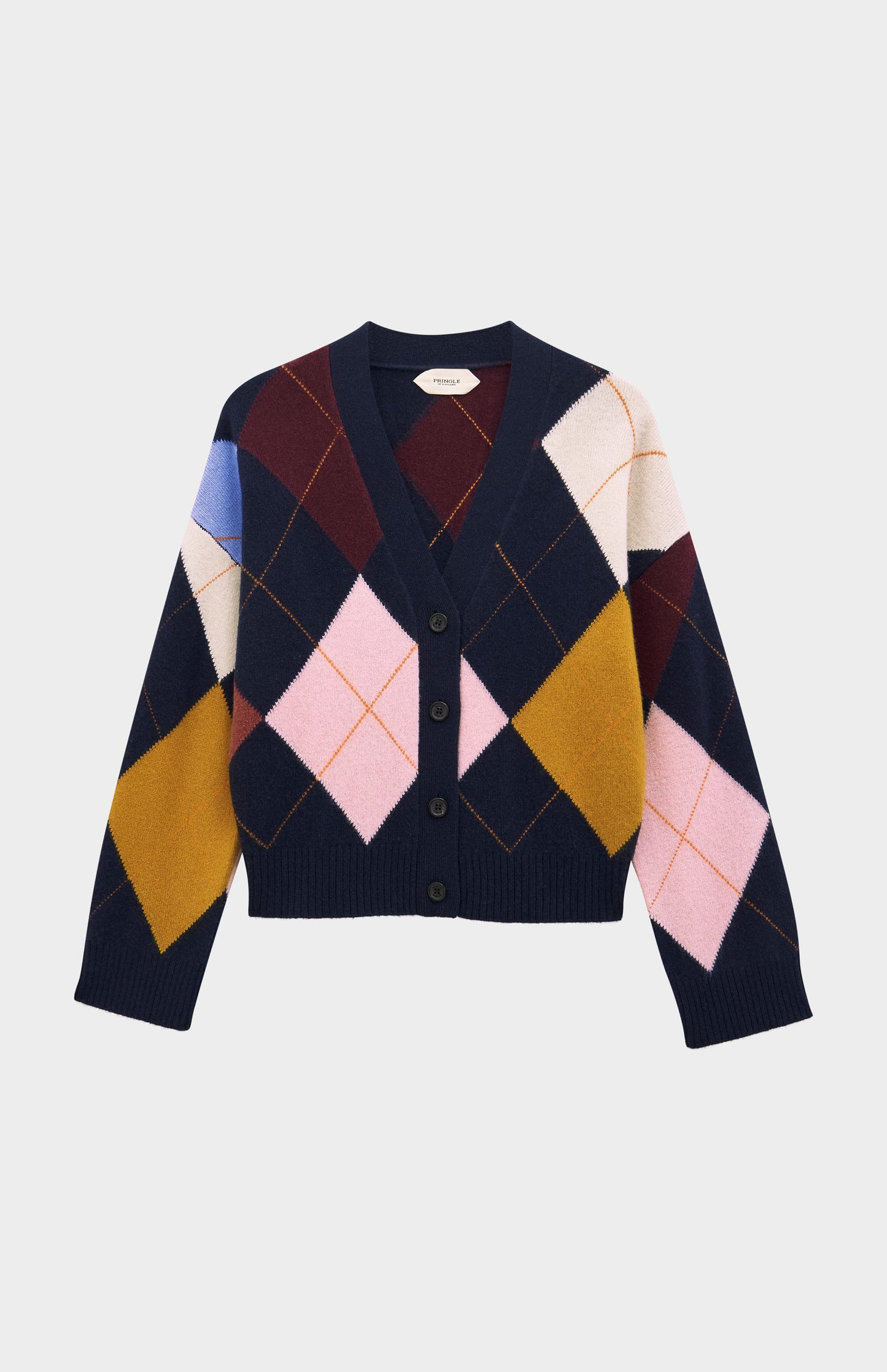 Women's Supersoft Lambswool Argyle Cardigan In Navy / Multi