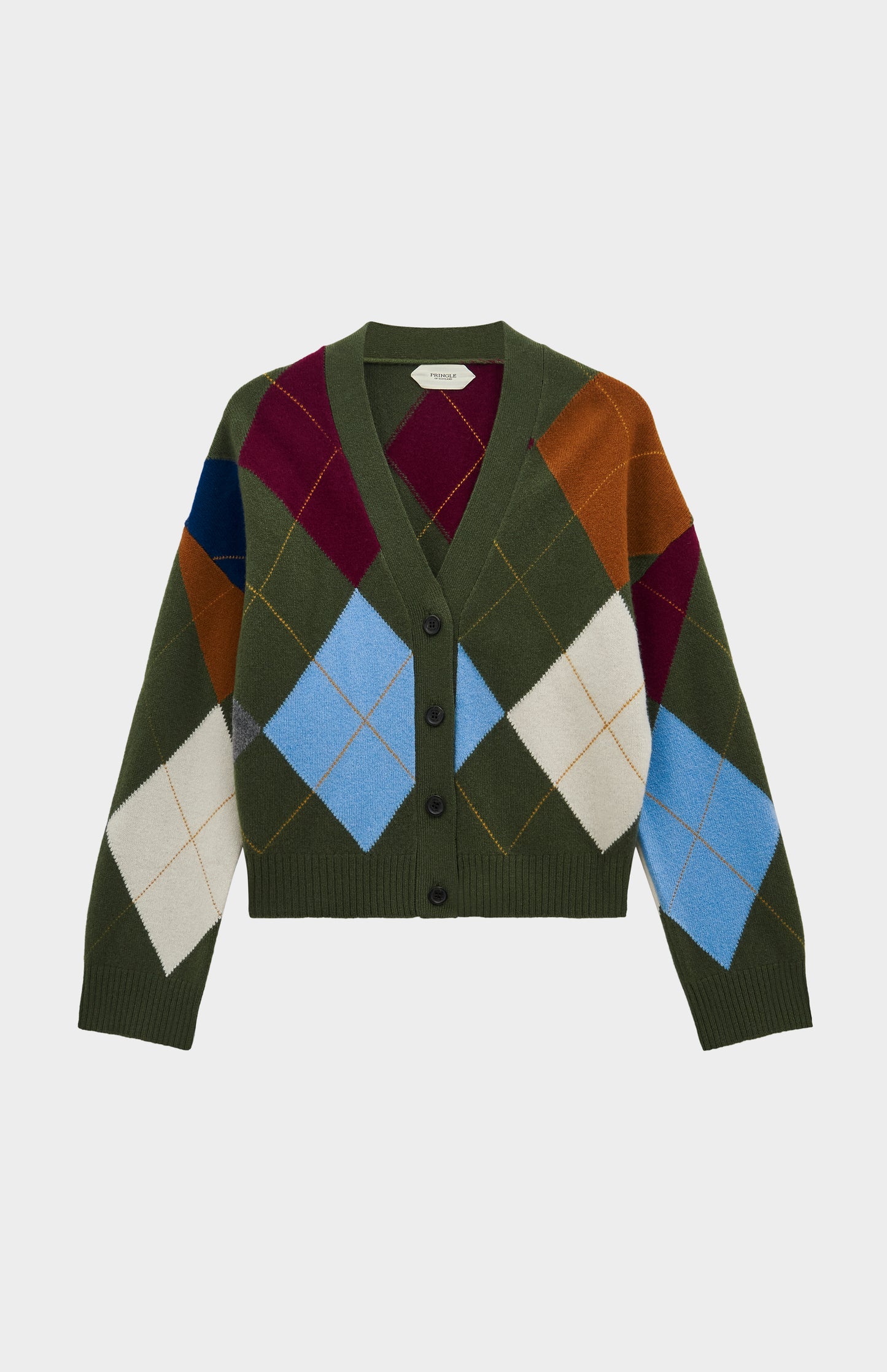 Women's Supersoft Lambswool Argyle Cardigan In Olive Green / Multi