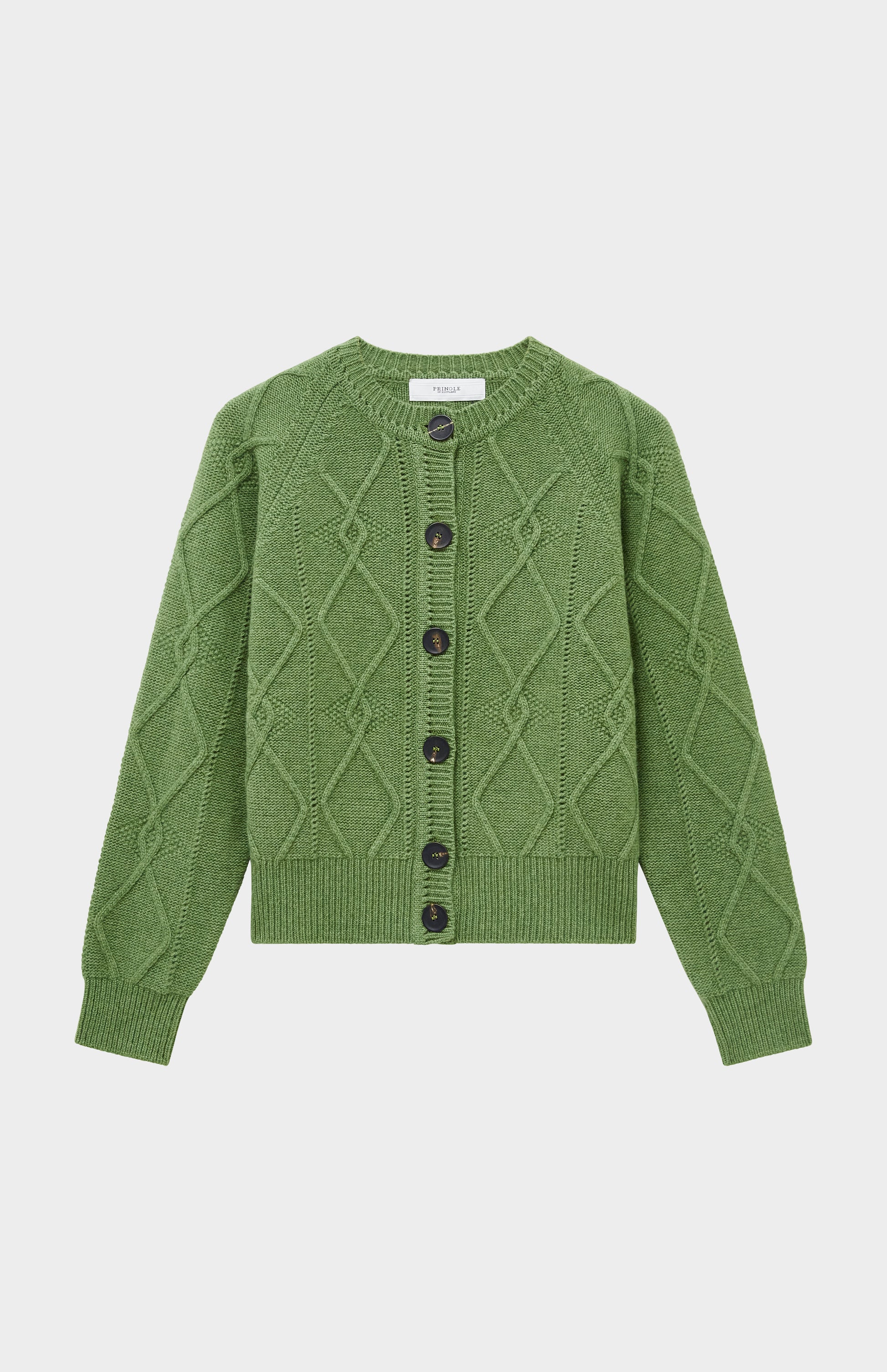 Pringle of Scotland Multi Texture Cashmere blend cardigan in Wood Sage