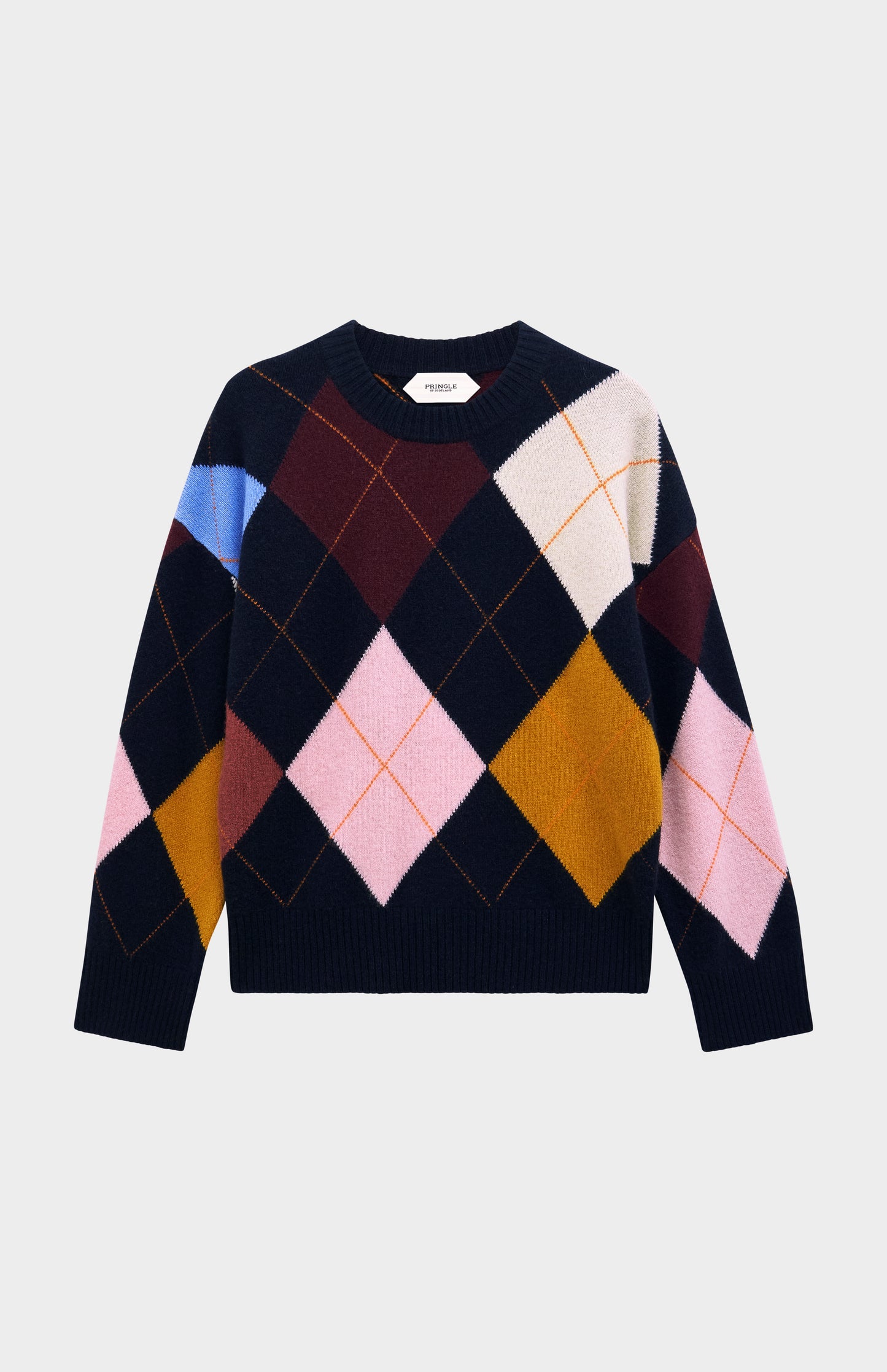 Women's Crew Neck Supersoft Lambswool Argyle Jumper In Navy / Multi