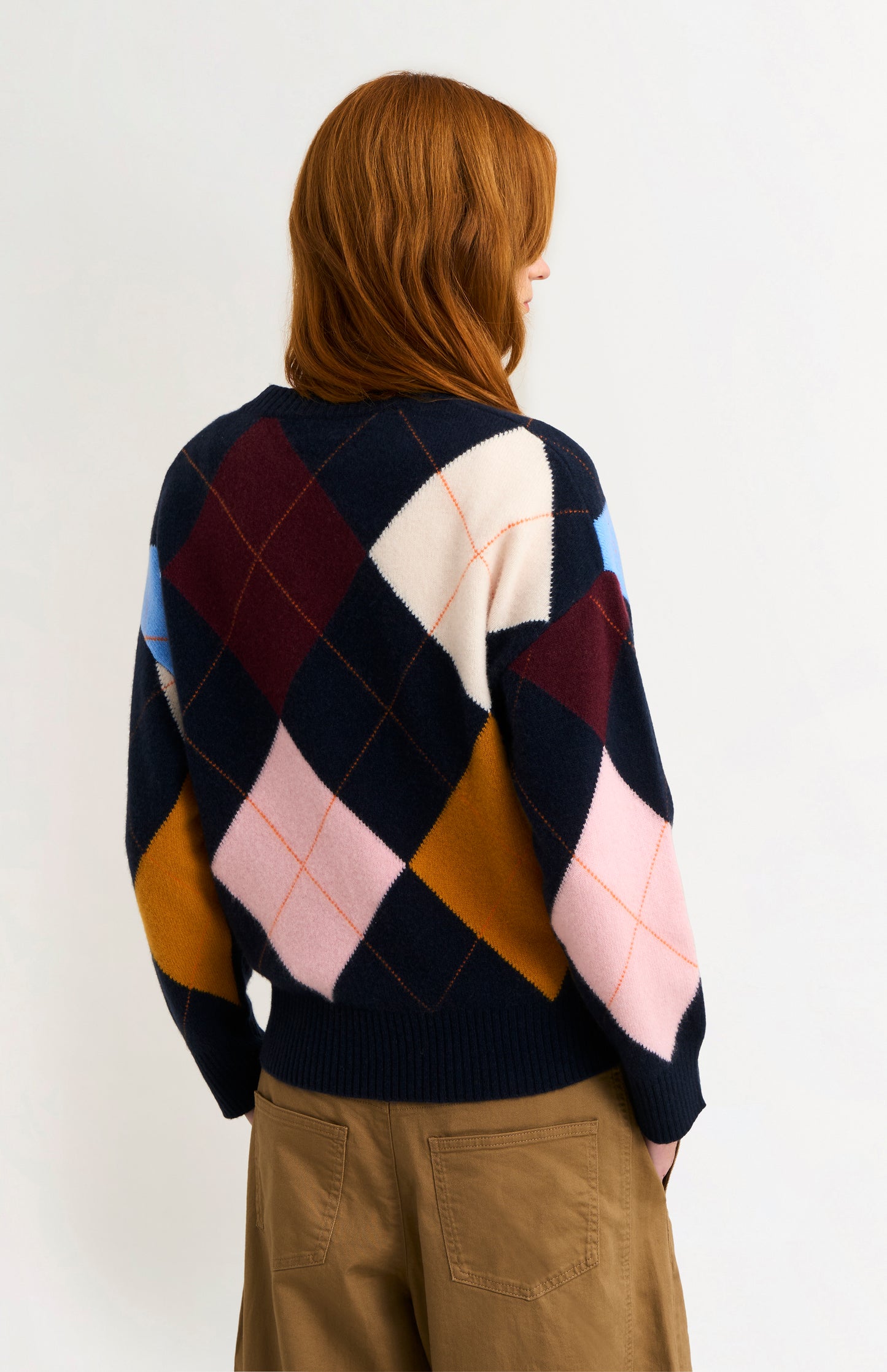 Women's Crew Neck Supersoft Lambswool Argyle Jumper In Navy / Multi
