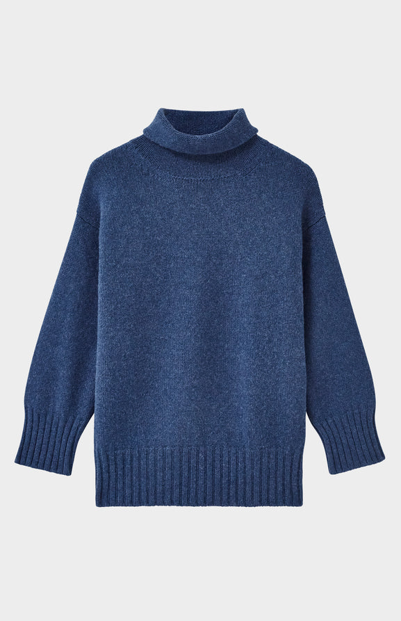 High Neck Cosy Cashmere Jumper In Night Sky
