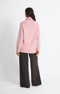 Pringle of Scotland High Neck Cosy Cashmere Jumper In Dusty Pink rear view