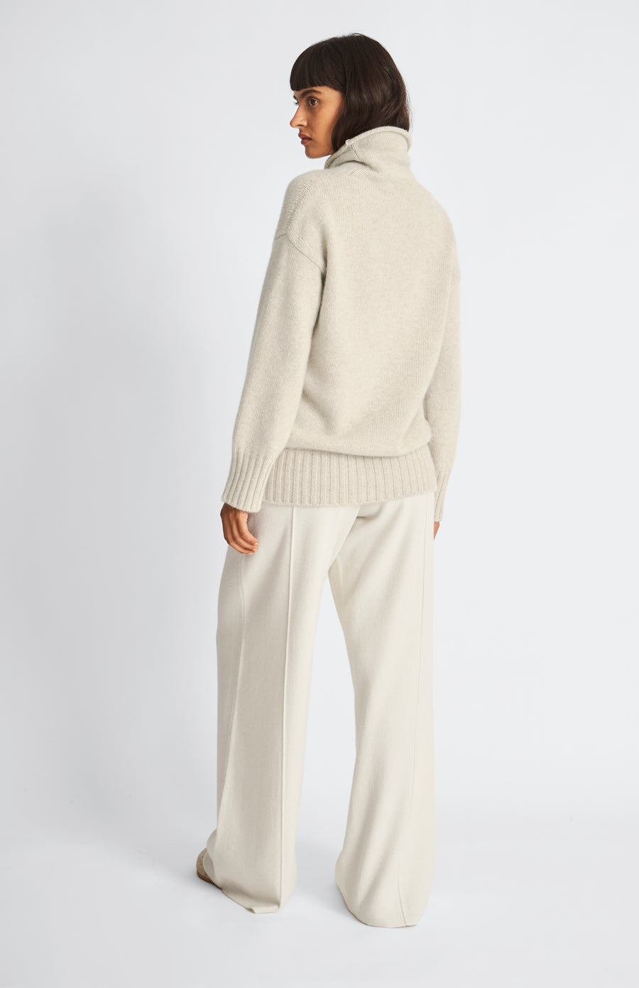 High Neck Cosy Cashmere Jumper In Oatmeal