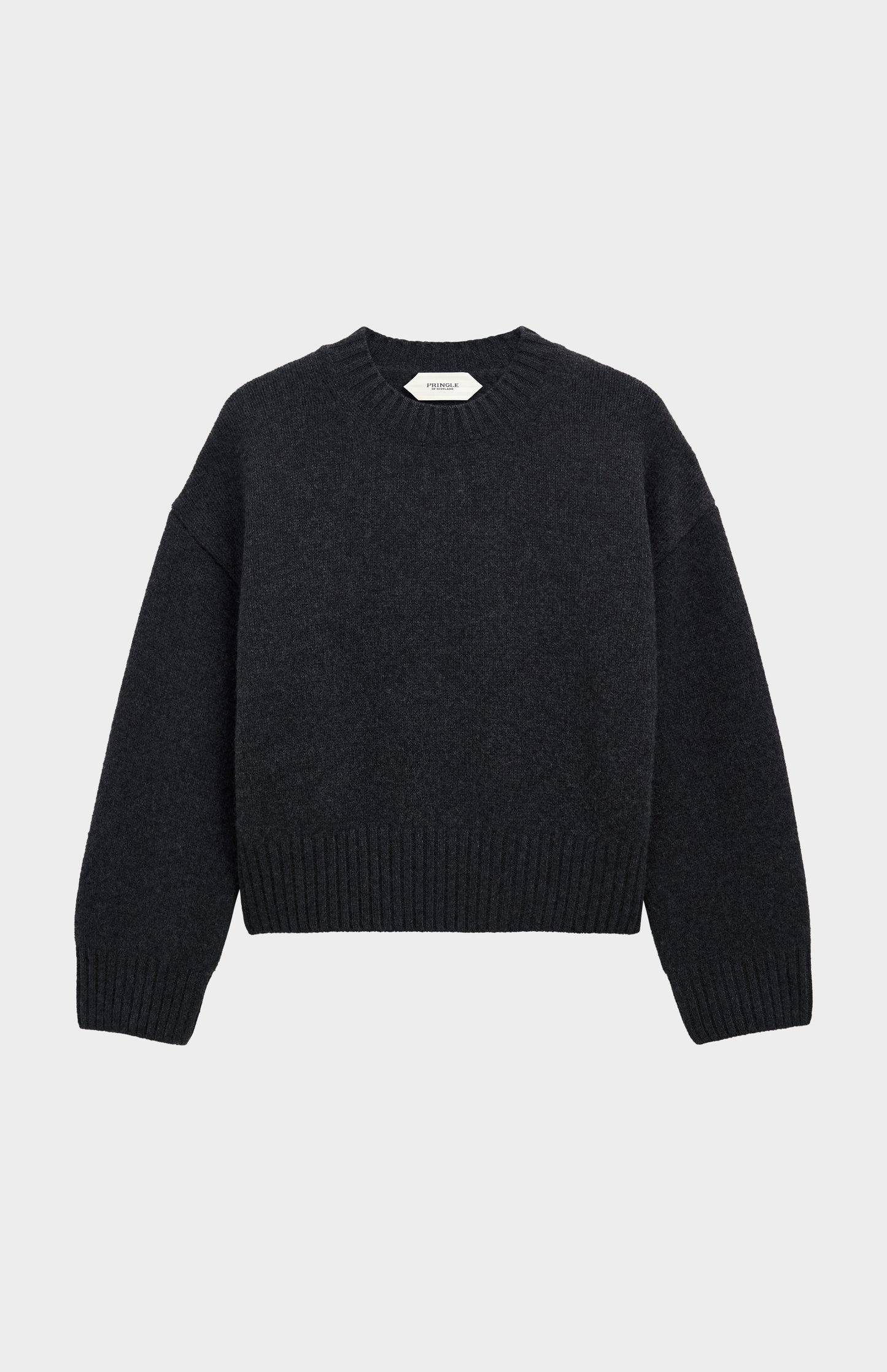 Women's Crew Neck Chunky Cashmere Jumper In Charcoal Mealnge