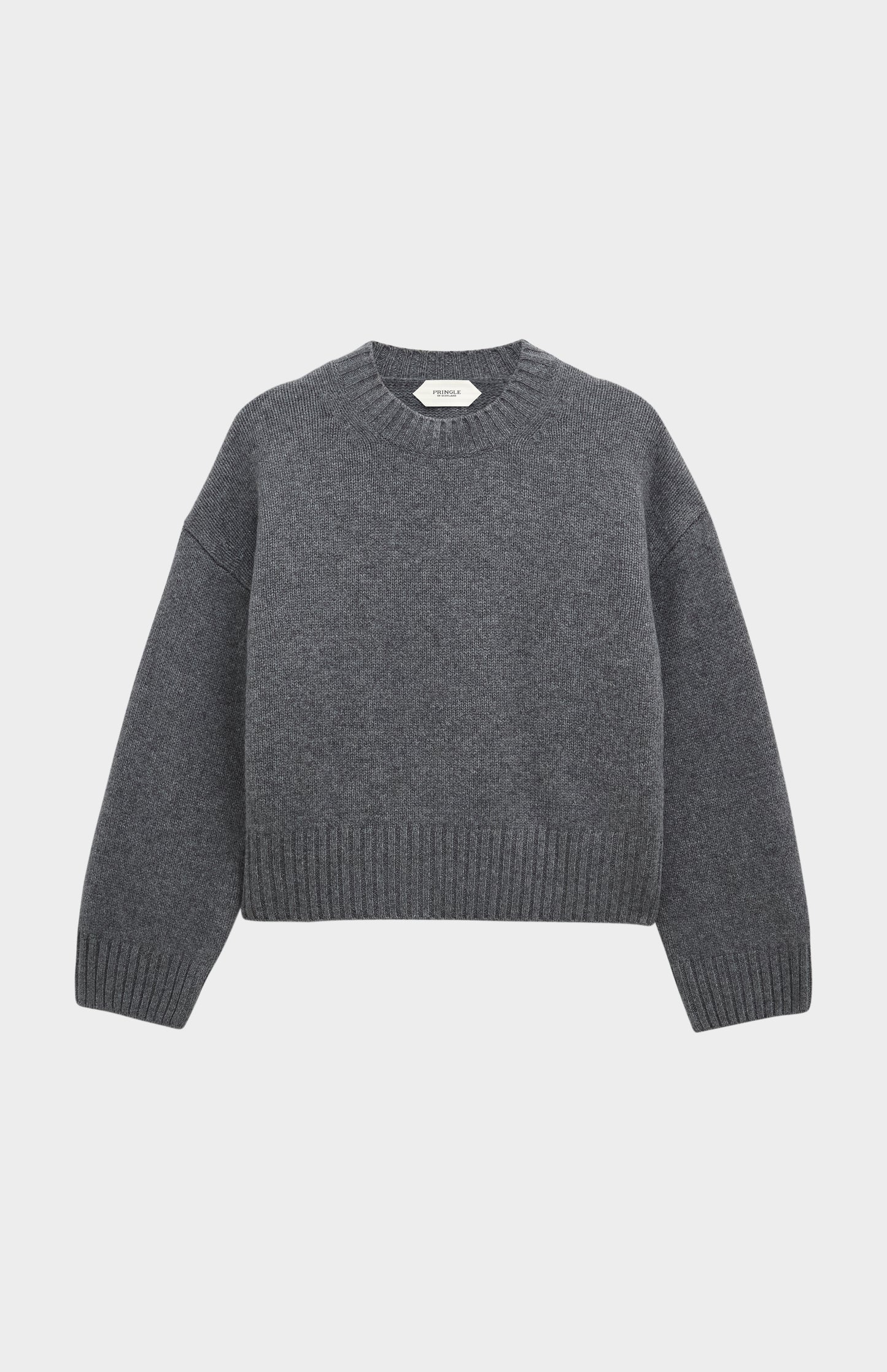 Women's Crew Neck Chunky Cashmere Jumper In Grey Melange