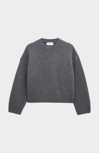 Women's Crew Neck Chunky Cashmere Jumper In Grey Melange