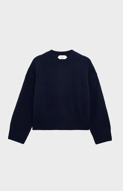 Women's Crew Neck Chunky Cashmere Jumper In Navy Blue