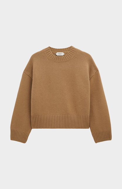 Women's Crew Neck Chunky Cashmere Jumper In Camel