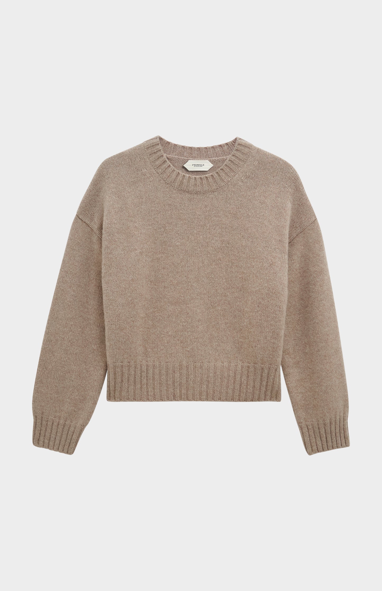 Women's Crew Neck Chunky Cashmere Jumper In Mushroom Melange