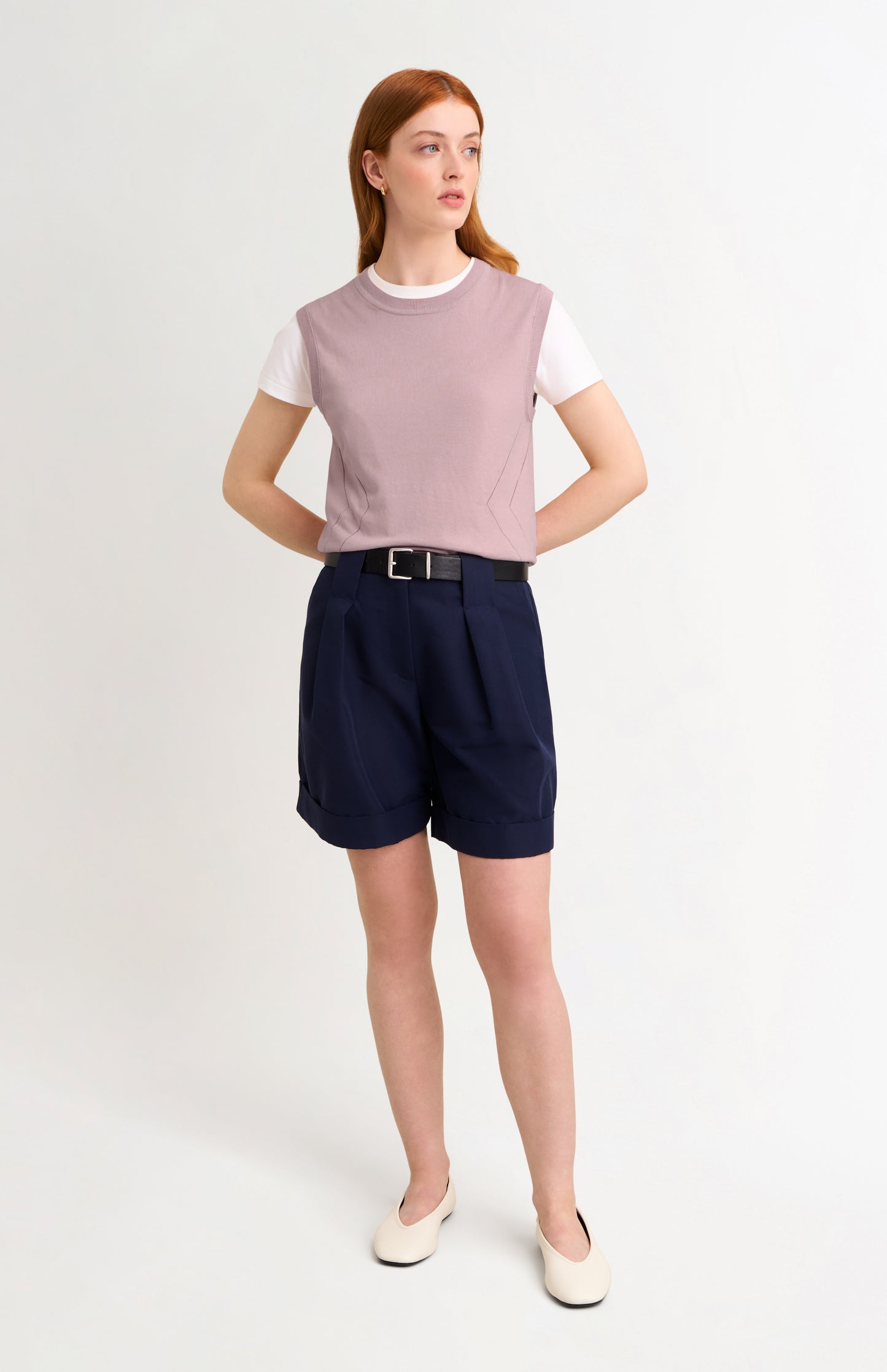 Women's Superfine Silk Blend Pointelle Crew Neck Vest In Light Pink
