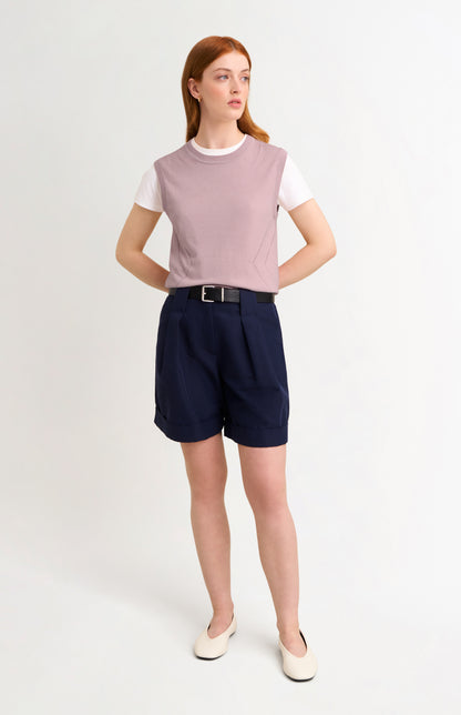 Women's Superfine Silk Blend Pointelle Crew Neck Vest In Light Pink