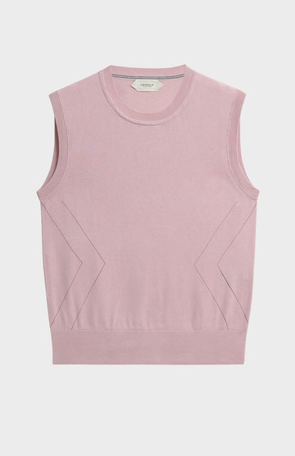 Women's Superfine Silk Blend Pointelle Crew Neck Vest In Light Pink