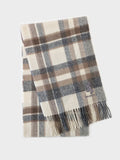 Checked Lambswool Scarf with Pringle Lion embroidery in Sand
