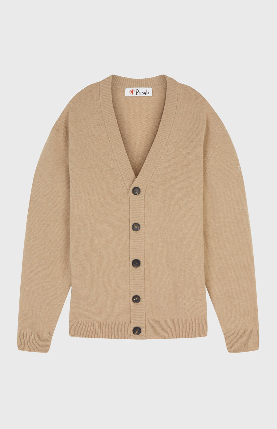 Pringle of Scotland Women's Archive Lambswool Blend Cardigan in Camel