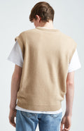 Pringle of Scotland Unisex Archive Lambswool Blend Vest in Camel rear view