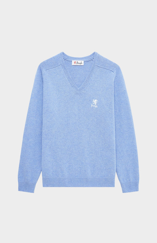 Pringle Archive Women's V neck Lambswool Jumper In Carolina Blue