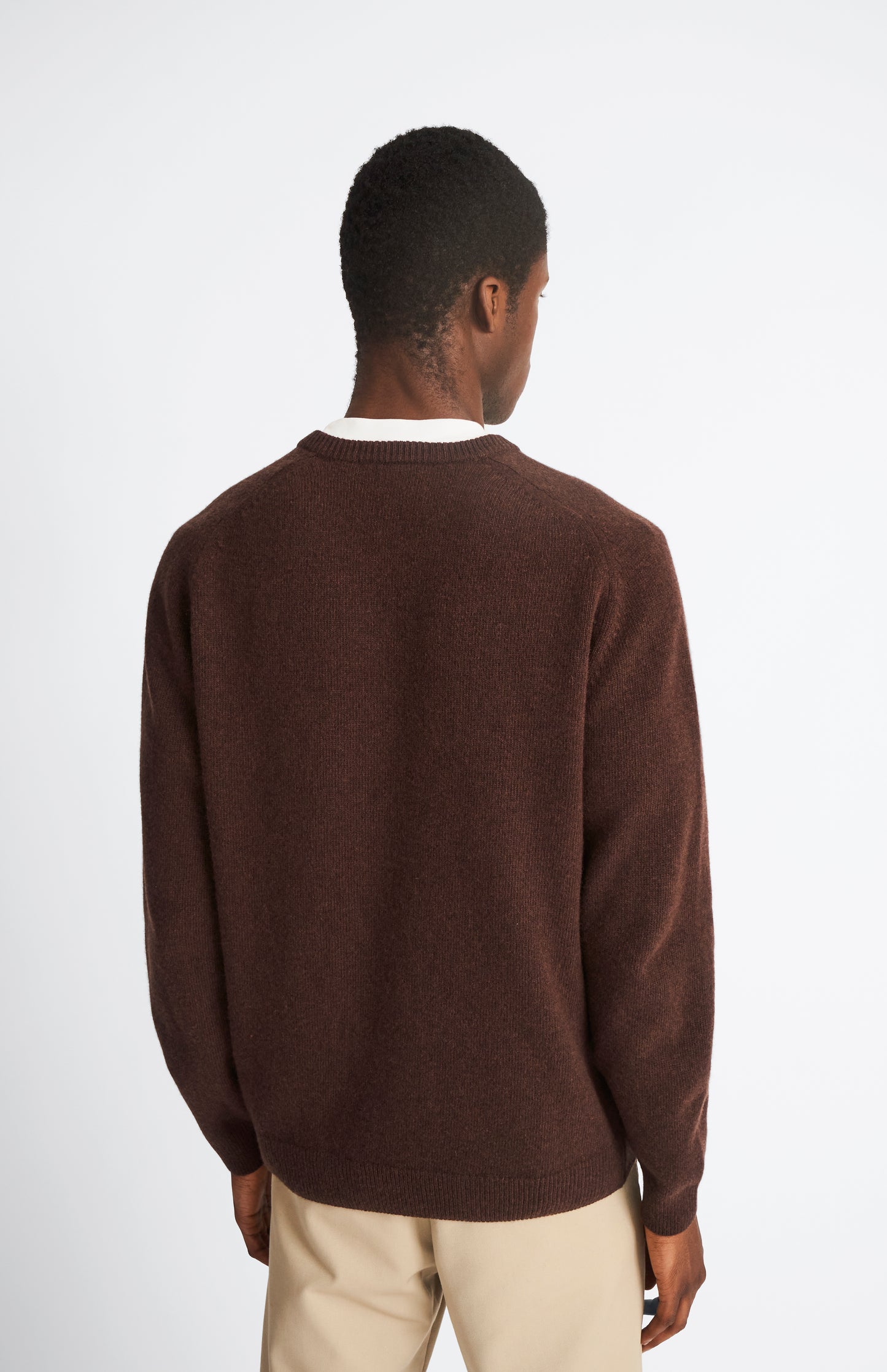 Pringle of Scotland Archive Lambswool Jumper In Dark Brown back view