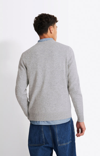 Pringle Men's V Neck Argyle Jumper In Light Grey, Midnight & Indigo rear view